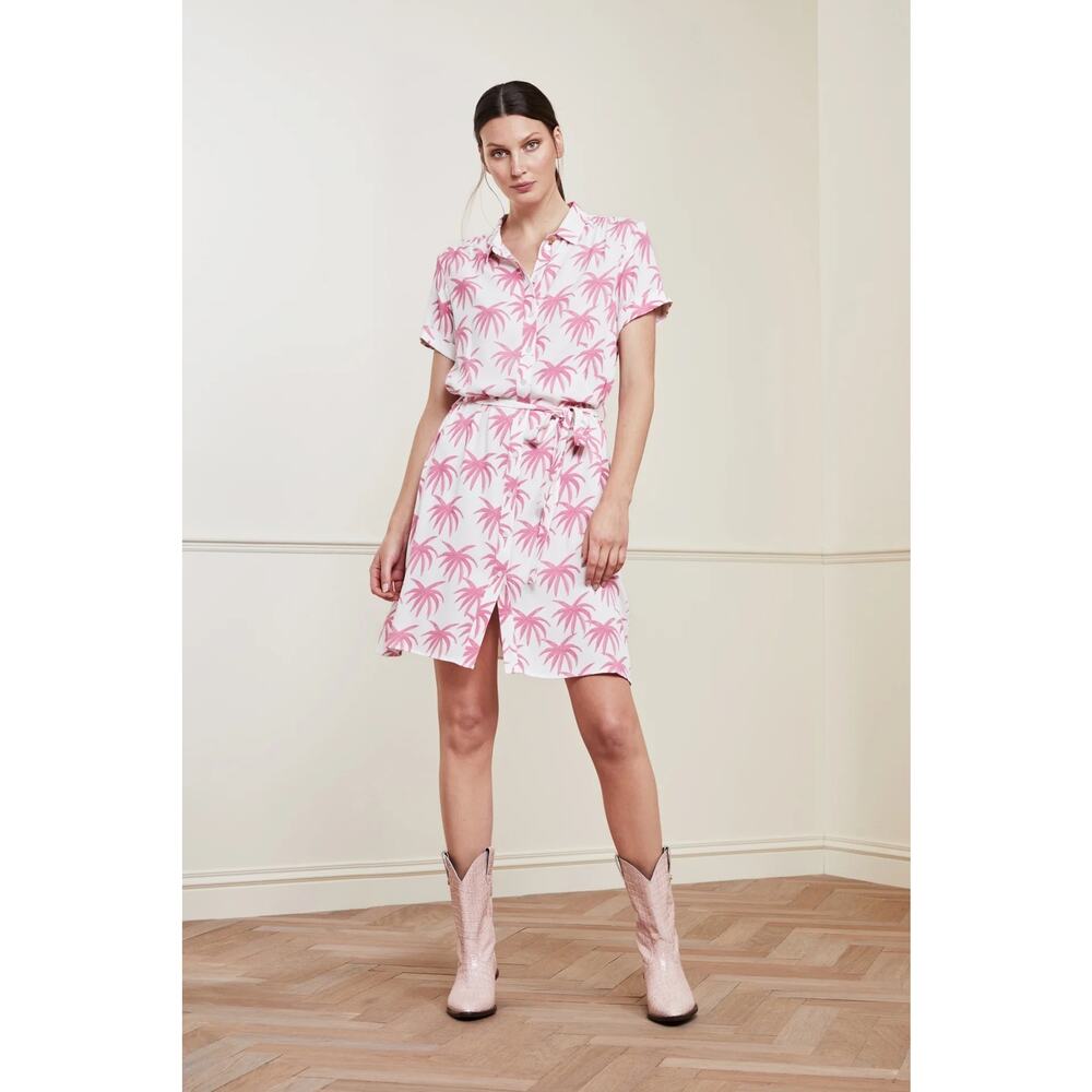 [Anthropologie] x Fabienne Chapot Pink Pretty Palms Boyfriend Cara Dress NWT 12